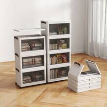 LEO IRIS 3/4/5 Layer Stackable Storage Box With Wheels - Foldable Plastic Storage Box, Suitable For Homes And Offices, Capacity Of 3 Cubic Feet, 2 Cubic Feet, 27 Inches High, Multifunctional Wardrobe And Trash Can, Space Saving Design, Suitable For Living Room, Bedroom Or Workspace, Wardrobe Organization And Storage, Flexible Storage Solution, Modern Aesthetics, Durable Structure, Storage Box, Storage Box, Household Organizing Storage Box. - Multicolor - View 2