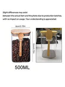 Bộ hũ thủy tinh, hũ thủy tinh, nắp tre, thìa tre, hũ thủy tinh borosilicate cao cấp, hũ đựng thực phẩm kín hơi kèm thìa (hũ + thìa), hũ đựng thực phẩm kín hơi dung tích lớn kèm thìa tre tự nhiên | Thích hợp để đựng trà, muối, đường, cà phê, v.v. Chống ẩm và chống nấm mốc, trong suốt và dễ nhìn, dụng cụ sắp xếp nhà bếp, thìa tre, có thể xếp chồng lên nhau để đựng thực phẩm khô, gia vị, trà giúp tiết kiệm không gian - Đồ dùng sắp xếp nhà cửa và quà tặng - Nhiều màu - Xem 10