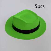 24 chiếc mũ tiệc nhựa neon, mũ Fedora phong cách gangster neon cho người lớn, mũ huỳnh quang phản ứng UV, mũ Fedora tiệc cho sinh nhật, tiệc âm nhạc, đám cưới, v.v., với hiệu ứng phát sáng trong bóng tối phong cách gangster - Nhiều màu - Xem 23