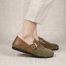 Zapatos para Mujer Suecos Planos con Hebilla de PU Zapatos Cómodos de Mujer Flats de Dama Estilo Casual - Verde - Ver 3