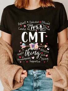 CMT Certified Medical Technicians Team T-Shirt - CMT Awareness Apparel, With CMT-Friendly Slogans, Unisex Short Sleeve Crew Neck T-Shirt, Gift For Medical Staff, Promotional Clothing Of The CMT Association - 黑色 - 查看 1
