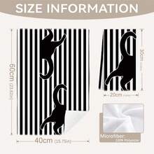 MEMNUN 2条黑白条纹黑猫印花厨房毛巾，15.75*23.62英寸（40*60厘米），超柔软超细纤维，现代风格，可作洗碗布、厨房毛巾、手巾、家居装饰、厨房配件，可机洗，适用于餐厅、厨房、浴室，四季皆宜，亦可作家居装饰和礼品。 - 彩色 - 查看 4