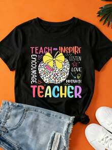 Fashionable Women's T-Shirt, 100% Cotton | Soft And Comfortable For Summer | An Ideal Choice For Family Outings And Corporate Team-Building Activities | Happy Last Day Of Design | The Perfect Back-To-School Gift - 黑色 - 查看 7