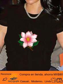 Women's Cartoon Print T-Shirt, Washable, Round Neck, Plus Sizes, Retro Sporty Style, Casual Design For Everyday Wear, Soft, Comfortable, Breathable And Washable, Women's Going Out T-Shirts - 白色 - 查看 7