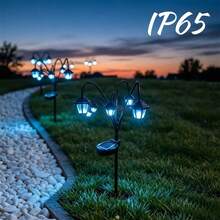 1pc 6-Head Solar Outdoor Garden Lights, Steady And Flashing Dual Mode Landscape Decor Lamp - White Light Inserts Lanterns - View 10