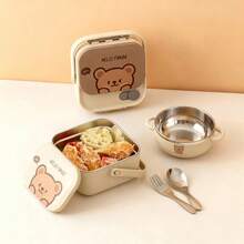304 Stainless Steel Lunch Box, Bento Box Adult, Cute Microwavable Lunch Containers, Leakproof Snack Containers With Lids, Travel Food Containers, Portable Lunch Bowls With Handle, Bento Snack Box With Utensils For School Student - Multicolor - View 9