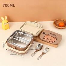 304 Stainless Steel Lunch Box, Bento Box Adult, Cute Microwavable Lunch Containers, Leakproof Snack Containers With Lids, Travel Food Containers, Portable Lunch Bowls With Handle, Bento Snack Box With Utensils For School Student - Multicolor - View 15