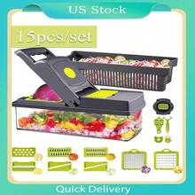 Vegetable Onion Chopper, Multifunctional Cutting Machine, Ingredient Processing Tool, Onion Chopper With Drain Basket, Carrot Garlic Chopper With Container, Kitchen Tools, Kitchen Accessories, Suitable For Home/Restaurant To Quickl - White - View 3
