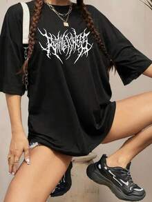 New 2026 Camisetas Para Mujer,Camisetas para parejas Camiseta única estilo y2k con diseño impresionante en negro que resalta tu personalidad.Perfecta para quienes aman la moda alternativa y buscan un toque edgy.Ideal para cualquier ocasión y fácil de combinar con tu ropa favorita.No te quedes sin la tuya. - Negro - Ver 6