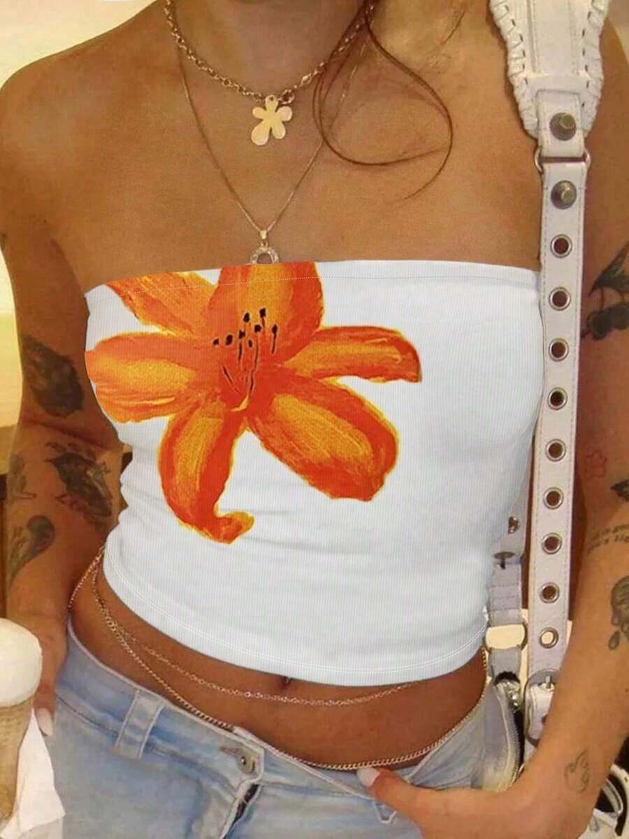 LUNE Blusa de mujer de talla grande de actual en verano, blusa de moda, blusa de ropa urbana, ropa urbana para mujer, blusa estampada, estilo Y2K - Blanco - Ver 1