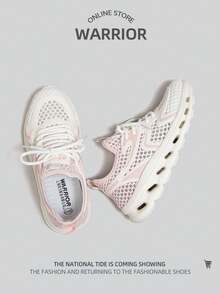 WARRIOR 1双女士运动低帮网面跑步鞋 - 白粉 - 查看 4