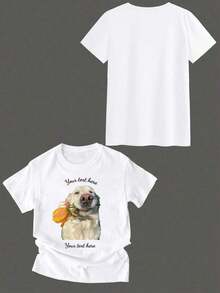 Personalized Women's T-Shirt - Add Your Own Text And Images, Minimalist Spring/Summer Clothing, Personalized (Family Photo/Selfie/Pet Photo/Friends Photo/Party Photo) Custom Text/Blessing/Name, , Minimalist, Unique Casual, White Casual Sportswear, Gym Wear, Yoga Friendly, Graphic Print T-Shirt - 黑色 - 查看 3