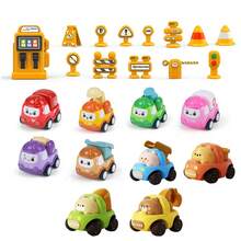 10 Pack Mini Push & Pull Construction Cars With Simulation Roadblocks, Early Educational Car Toy For Kids Boys,Great Gift For Kids Birthday Holiday - Multicolor - View 11