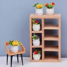 1/12 Dollhouse Miniature Potted Plant, Realistic Greenery & Flower Decor Model, Random 4/10pcs - Multicolor - View 6
