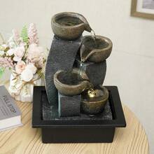 Imitation Natural Stone Tea Cup Design, Three Layered Staggered Flowing Ornaments, Indoor Desktop Flowing Ornaments, Indoor Home Decoration Ornaments, - 1PC - View 8