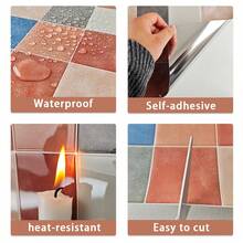 shiny home Colorful Self-Adhesive Wall Tiles - Kitchen And Bathroom Grid Wall Stickers - Self-Adhesive Wall Tile Grid Stickers, In Multiple Colors (1/5/10 Sheets) - Colorful Checkered Pattern - View 4