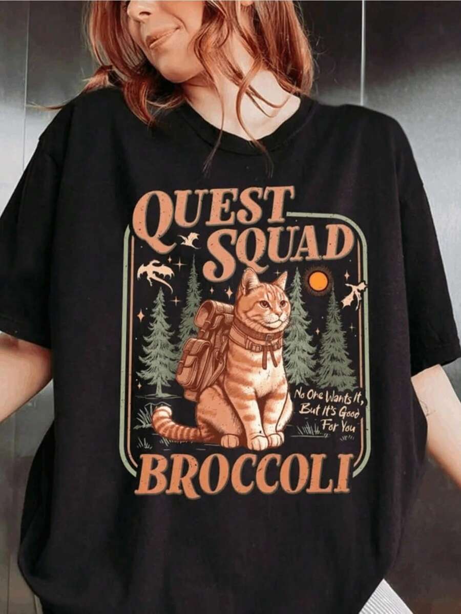 1 Fashionable Printed Unisex T-Shirt - Novel And Unique Design, Bold And Fun, Eye-Catching, Urban Style, 100% Cotton, Round Neck, Unisex T-Shirt For Everyday Use, 180g 100% Cotton. - 黑色 - 查看 1