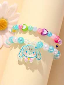 2pcs/Set Sanrio Cute Kitty Pendant Pearl Beaded Bracelet, Suitable For Holiday Party Campus Birthday Gift For Girls, Colorful Beads Random - Multicolor - View 4