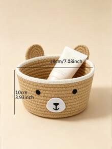 2pcs Woven Storage Baskets, Cartoon Bear Ear Decor Home Organizer Boxes, Handmade Hallway/Desktop Catchall Baskets - Multicolor - View 2