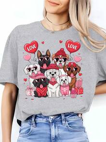 1 camiseta con estampado de perro para el Día de San Valentín, camiseta con la frase "El perro es mi amante", camiseta para amantes de los perros, regalo para amantes de los perros, 180g 100% algodón. - Negro - Ver 7