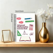 1 pieza Cuaderno A5, Cuaderno de ejercicios de matemáticas avanzadas - Herramientas matemáticas minimalistas en rojo y verde, Cuaderno con portada de curva de función, Libreta de espiral, Adecuado para práctica de cálculo, notas de clase, corrección de errores - A5 - Ver 2