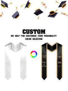 Custom Printed Graduation Sash With School Logo & Personalized Text, Class Of 2026 Graduation With University, Degree & Major, Multi-Color Graduation Shawl For Graduation Day - Multicolor - View 9