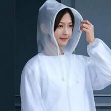 AD 1件透明EVA防水户外旅行夹克，男女通用加厚可重复使用带帽雨衣 - A - 查看 14