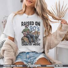 Retro Country Design - Vintage Western Graphic For Sublimation And Printing - Country Music T-Shirt Design - Cowboy Design In PNG Format - 白色 - 查看 1