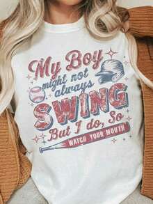 New 2026 Collection: Baseball Mom Cotton T-Shirt: Retro Game Day T-Shirt, Unisex Cut - Putih - View 6