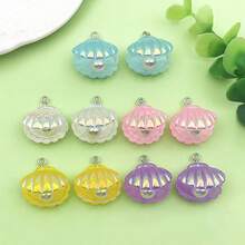 5/10pcs Resin Shell With Faux Pearl Charm Gradient Color Shell Pendant For DIY Bracelet Necklace Earrings Jewelry Making Accessories 23x23mm - Shell - View 11