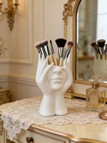 1/2pcs Handmade Creative Human Body Art Makeup Brush Holder - Unique Artistic Style Makeup Brush Holder/Desktop Organizer, Made Of Decorative Resin Material, Anti-Drop Design, Combines Sculpture Ornament Aesthetics; Lightweight And Portable, Suitable For Desktop Or Bathroom Cosmetic Storage; Stylish And Anti-Slip Design, Ideal Choice For Valentine's Day Gift Or Back To School Storage Supplies. - Premium Model - View 15