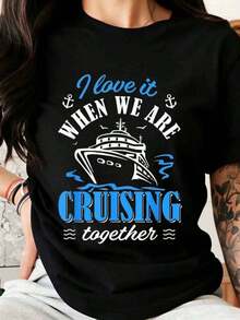 I Love It When We Travel Together On Cruises. Cruise T-Shirt For Travel Lovers And Couples. Summer Vacation Gift For Maritime Adventure Enthusiasts. - 黑色 - 查看 1