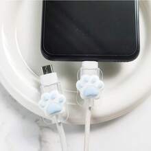2pcs/Set Cute Bear Paw Soft USB Cable Protector, Durable Anti-Breaking Design, Suitable As Halloween, Christmas, Thanksgiving Or Birthday Gift For Phone Accessories - Multicolor - View 8