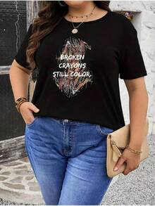 Camiseta negra informal de manga corta con cuello redondo para hombre,Camisetas Para Mujer Camiseta de moda y2k con diseño único de crayones rotos que aún brillan, perfecta para destacar tu estilo personal y original. Disponible en negro, ideal para combinar con cualquier outfit y expresar tu autenticidad. ¡No te quedes sin la tuya! - Negro - Ver 1