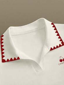 Camiseta de polo de manga corta con cuello de polo y bordado de unicornio, de estilo casual de verano para mujer - Multicolor - Ver 3