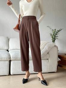 Pantalones rectos casuales de negocios para mujeres - Café integral - Ver 5