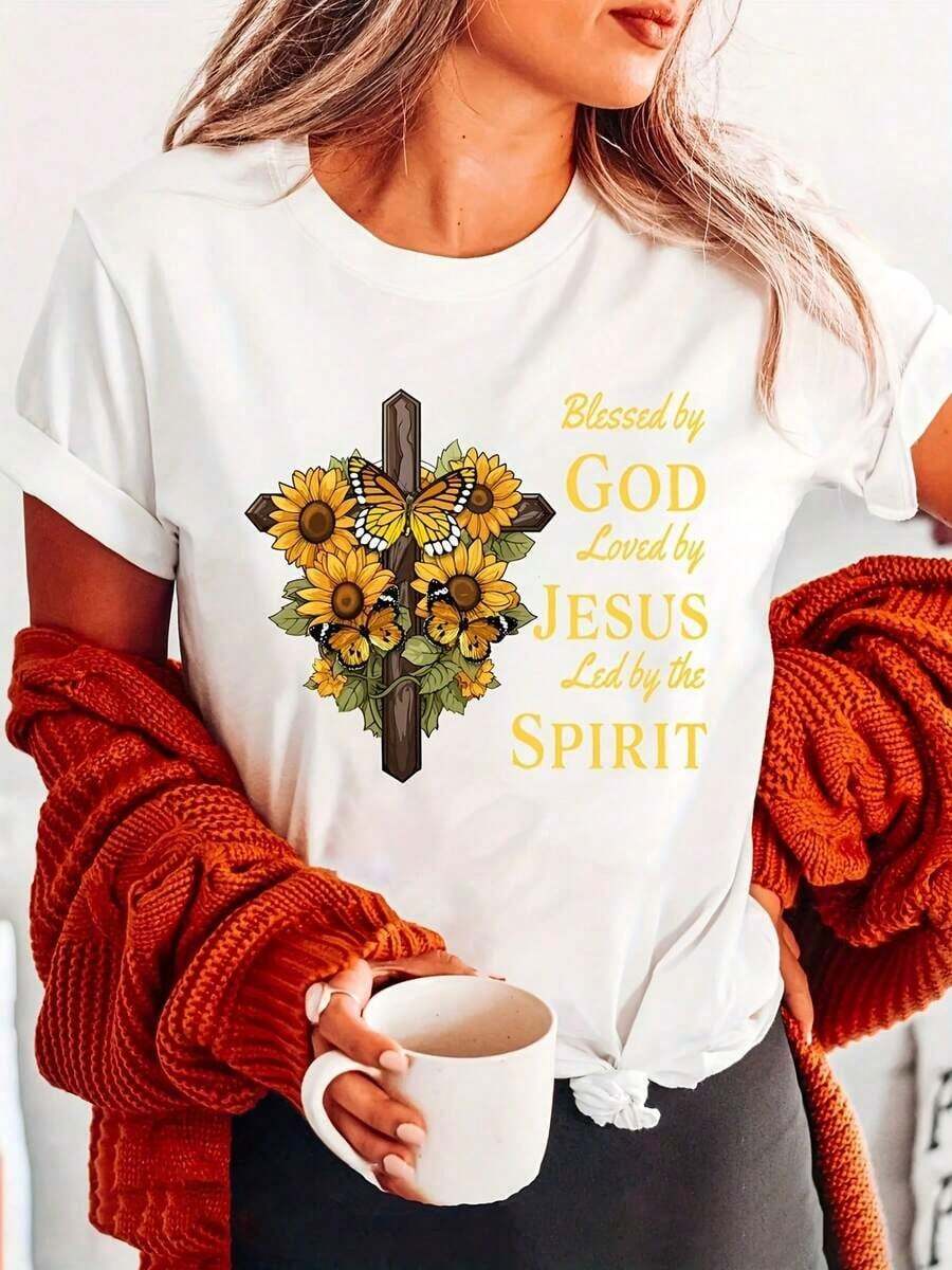 100% Cotton T-Shirt Y, Purple And Pink, With A Print Of Two Guitars For Country Music Fans, Short Sleeve, Round Neck, Casual Style, Suitable For Summer And Spring, Women's Clothing. - 白色 - 查看 1