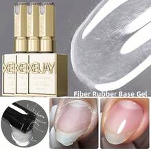 XEIJAYI 3pcs 15ml Fiber Rubber Base Gel Nail Polish Starter Pure Soak Off No Wipe Nail Gel Polish Suitable For Home Manicure DIY - Trong sáng - Xem 8