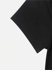 | Exquisite Design | Loose And Comfortable | Easy To Match | Women's Rainbow Design T-Shirt - Black With Pink And Blue Lettering, Short Sleeve, Round Neck, Casual Cut, Regular Fit H-Line, Machine Washable, Suitable For Summer And Spring Activities, Comfortable And Breathable T-Shirt. - Black - View 4