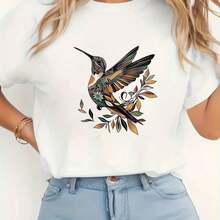 Women's T-Shirt With Minimalist Bear Design And Text - 白色 - 查看 1