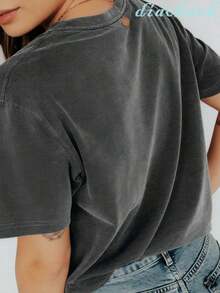 Women'S  Vintage Road Trip T-Shirt |   Easter Outfit, Spring Tops, Oversized Short Sleeve Tee,  Clothes Women, Summer Clothes Women Graphic T Shirt Women Tops Plus Size Women - Dark Grey - View 4