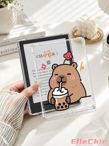 1pc Transparent Soft Silicone Protective Case With Otter Drinking Bubble Tea & Turtle Pattern, Suitable For Kindle 11th Gen 2022/Kindle Paperwhite 12th Gen 2024/Kindle Colorsoft Signature Edition, Clara Colour/Bw/2E, Suitable For Study, Office And Gifts - Multicolor - View 3
