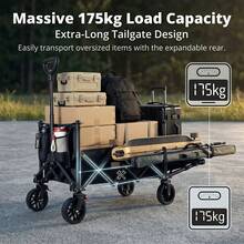 Carrito de mano resistente y carrito de campo plegable con ruedas giratorias de 360°, capacidad de 175 kg, adecuado para exteriores, jardín, camping, picnic, playa, pesca, duradero y resistente carrito de jardín carretilla de mano - A - Ver 5