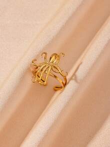 1PC Fashion Octopus Rings For Women 18K Gold Plated Stainless Steel Octopus Opening Ring Statement Summer Ocean Jewelry Gift BFF - Multicolor - View 4