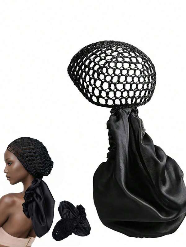 This 2-In-1 Multi-Functional Hair Net Includes A Sleep Cap, Hair Net, Satin-Edged Sleep Cap, And Crocheted Headband. It Is A Must-Have For Travel, Convenient For Creating Various Hairstyles, And An Ideal Choice For Daily Hair Care. Comfortable And Easy To Use. Hair Sleep Cap Sleep Bonnet