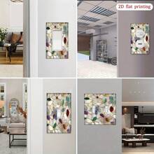 1pc Elegant Beige & Gold Gemstone Floral Mosaic Wall Plate - Home Decor Switch And Outlet Cover, Suitable For Kitchen, Easy Installation, No Wiring/Battery Required, Fits Single/Double Switch And Outlet, Decorative Panel, 2D Flat - A - View 3