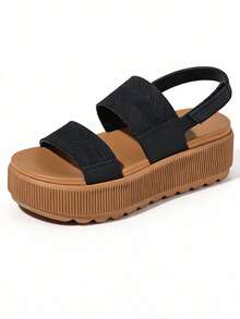 Women's Fashionable Platform Sandals, Casual Elegant Water Sandals, Open Toe Comfortable & Lightweight. Soft Insole & Antislip, Suitable For Commuting, Vacation, Waterproof Summer Beach Walking New Arrival Sandals - 黑棕色 - 查看 9