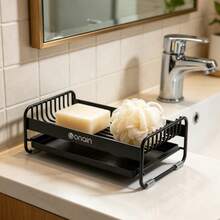 2026 New Carbon Steel Soap Dish With Drain, Bathroom Countertop Soap Holder, Self-Draining Soap Storage Rack For Shower & Laundry - Black - View 2