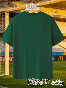[Popular Licensed Design] Short-Sleeved T-Shirt With "Color Block Mosaic Style" Print, Artistic And Fashionable Outfit, Perfect For Casual Dinners And Sightseeing Walks, Football Collage Art Style, Suitable For Art Exhibitions, Casual Daily Wear, Student Outings And As A Gift For Football Art Fans. - 綠色 - 查看 4