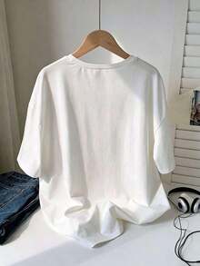 NewSummerCasual Women's Oversized T-Shirt, 100% Cotton, With "Stay True To Yourself" Graphic, Suitable For Spring/Summer And Year-Round Casual/Sporty Style, Fashionable Soft And Breathable White Short Sleeve T-Shirt, Plus Size - Vintage Street Style Unisex Loose Cotton Short Sleeve Crew Neck T-Shirt - 白色 9 - 查看 2